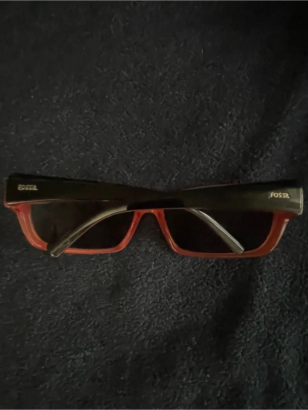 Fossil Black Sunglasses with Red Interior Accent